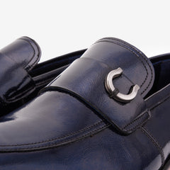 The Blackwell Navy Patent Bit Loafer Shoe - Vinci Leather