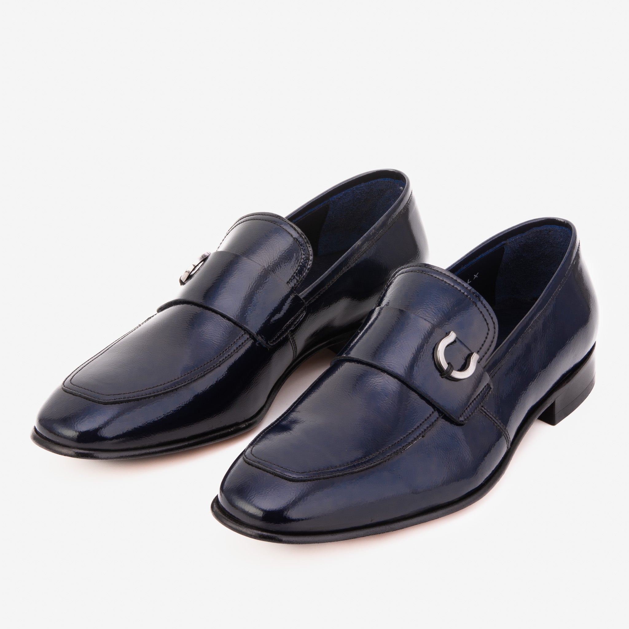 The Blackwell Navy Patent Bit Loafer Shoe - Vinci Leather