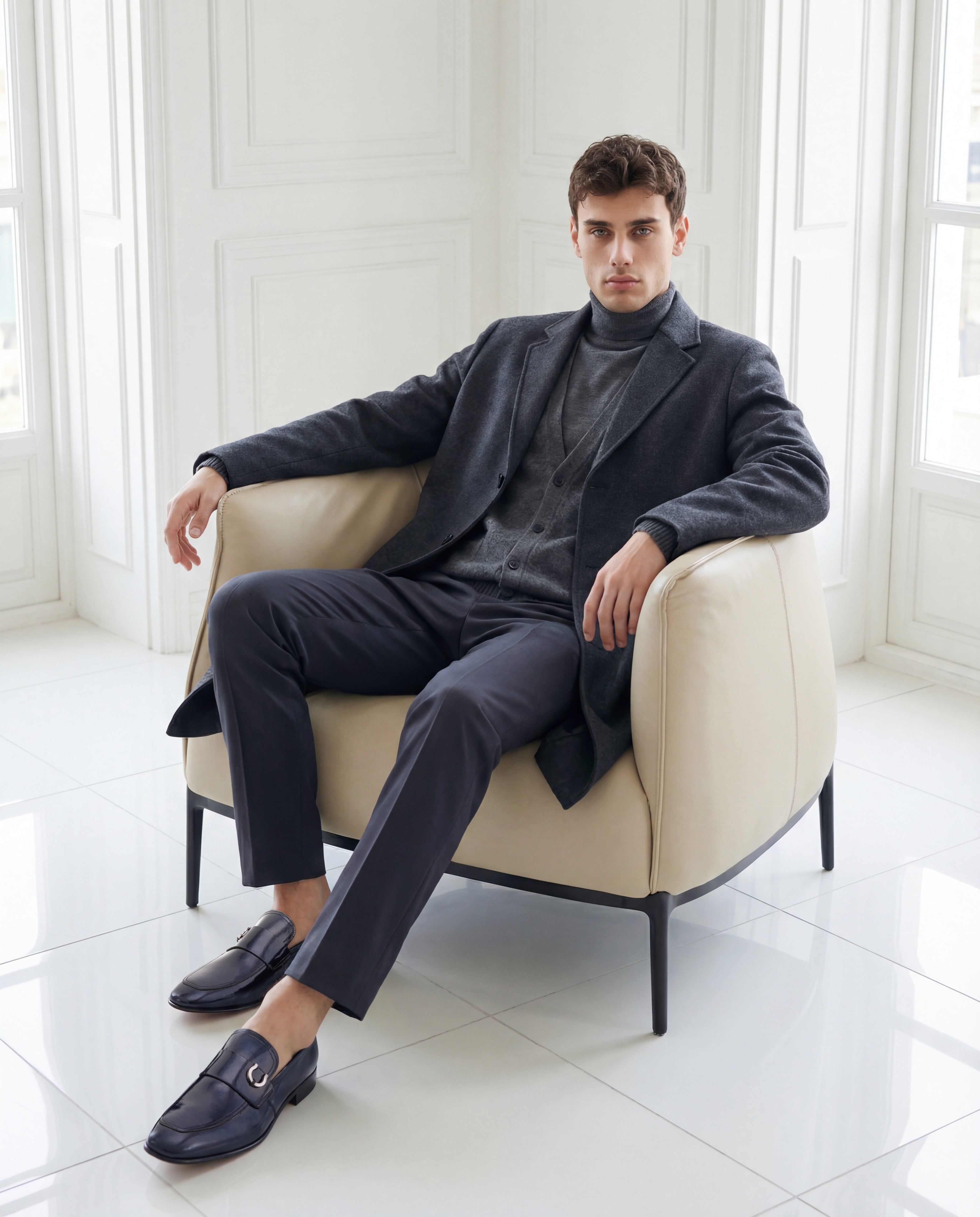 The Blackwell Navy Patent Bit Loafer Shoe - Vinci Leather