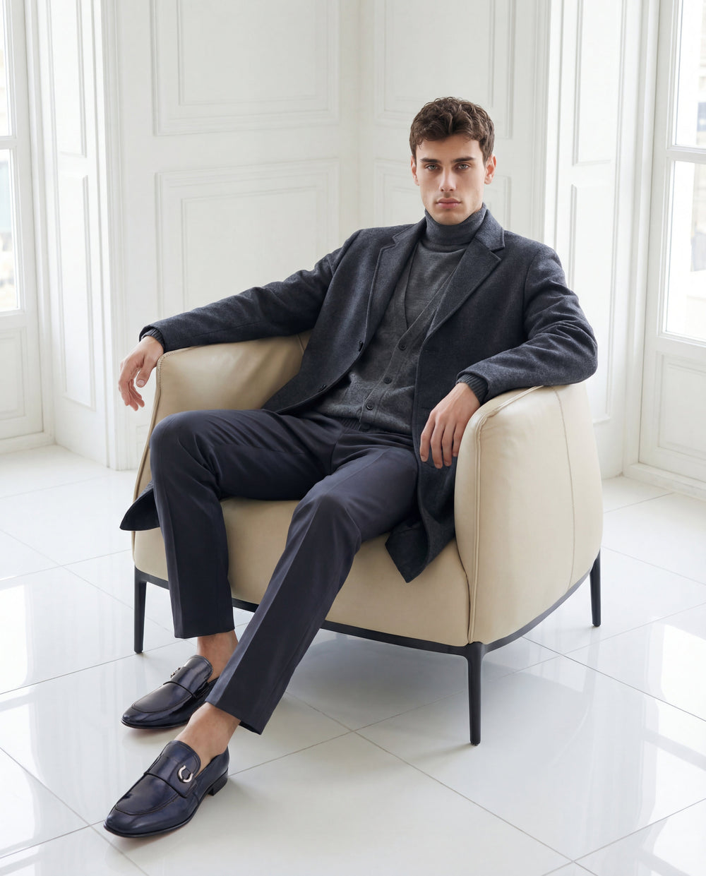 The Blackwell Navy Patent Bit Loafer Shoe - Vinci Leather
