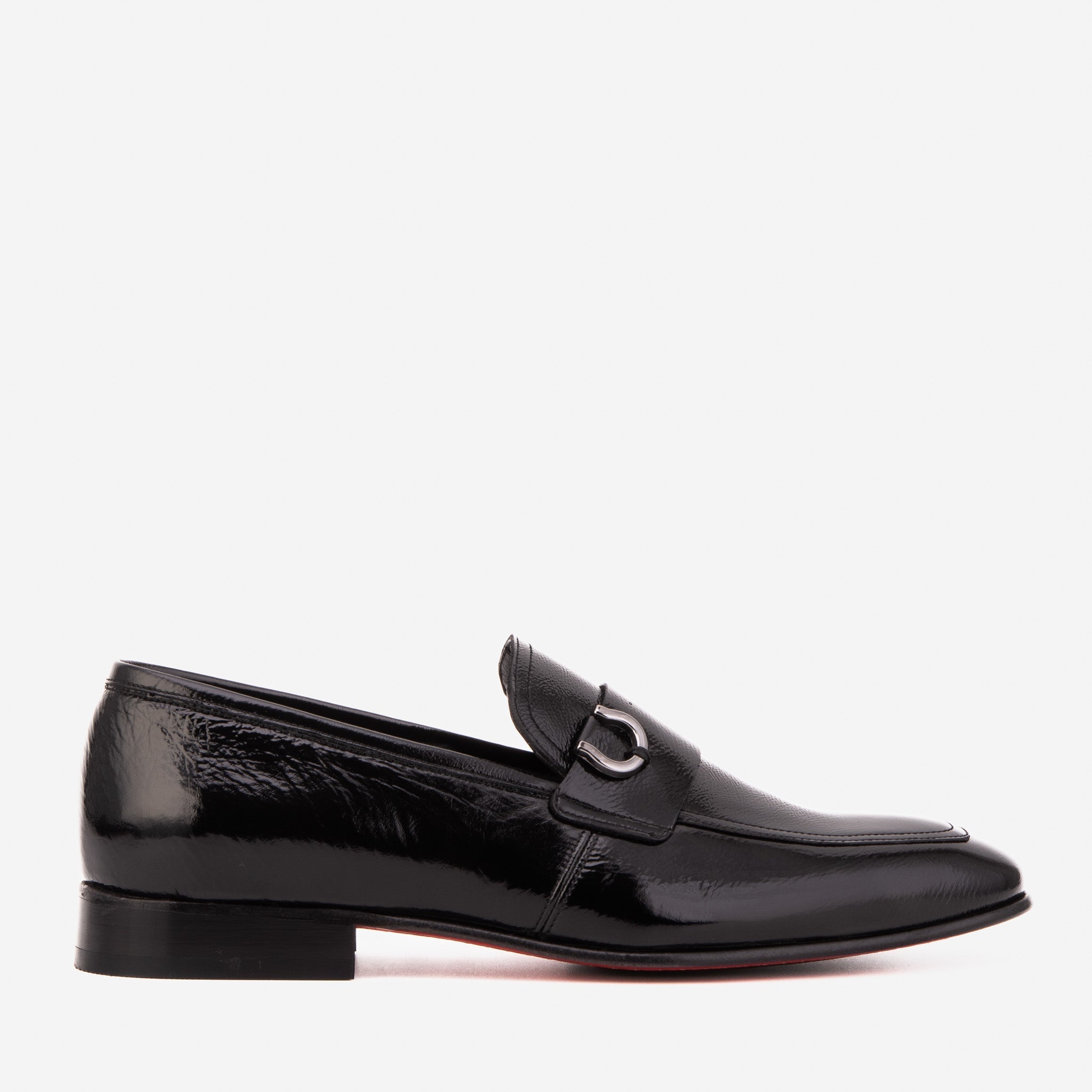 The Blackwell Black Patent Bit Loafer Shoe - Vinci Leather