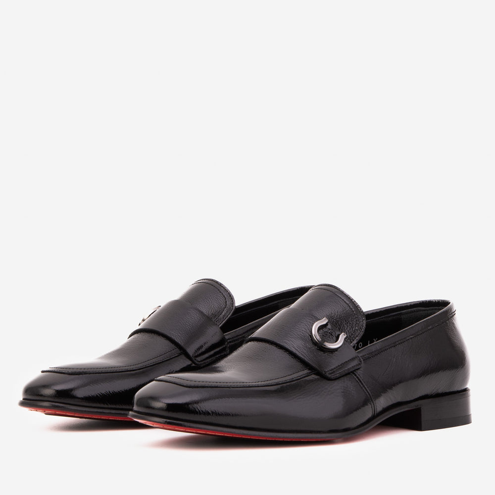 The Blackwell Black Patent Bit Loafer Shoe - Vinci Leather