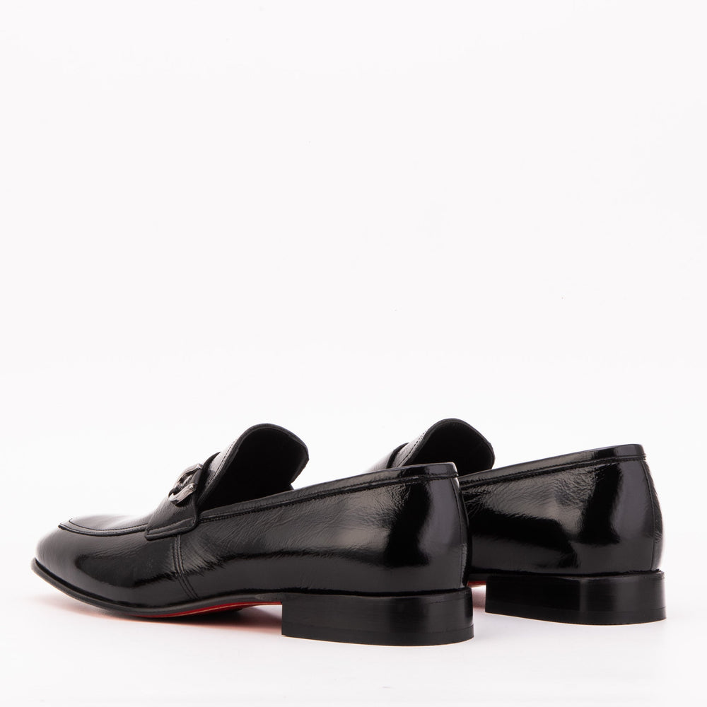 The Blackwell Black Patent Bit Loafer Shoe - Vinci Leather