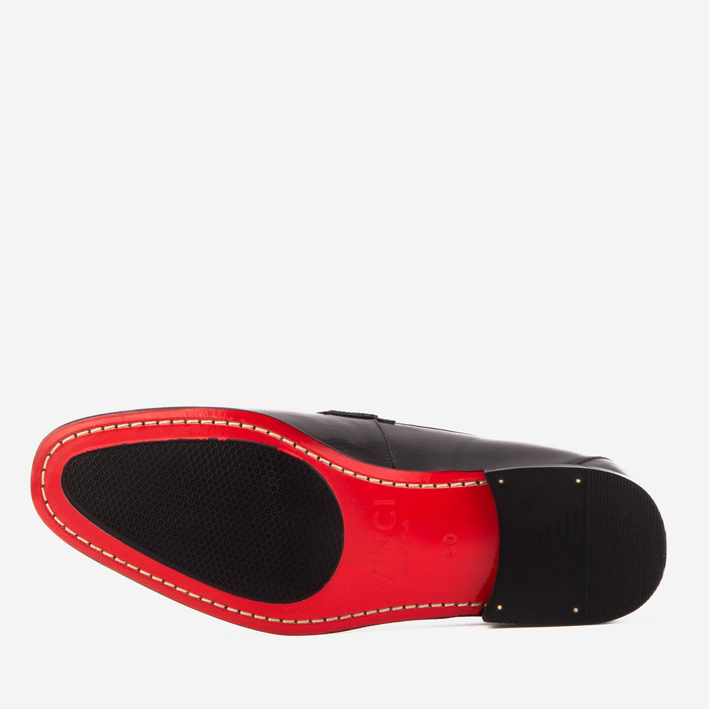 The Blackwell Black Patent Bit Loafer Shoe - Vinci Leather