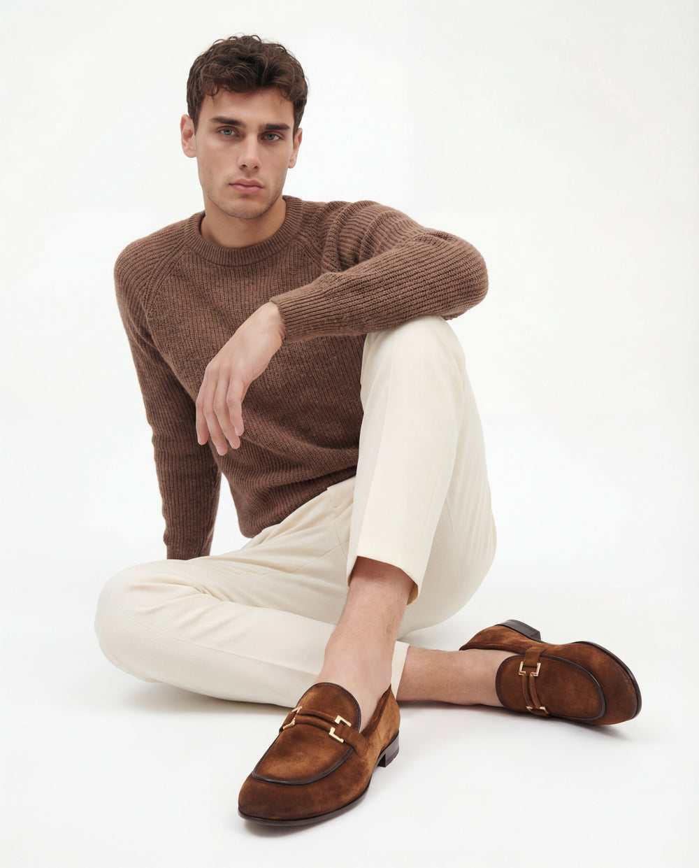 The Brooks Brown Suede Bit Loafer Shoe - Vinci Leather
