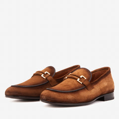 The Brooks Brown Suede Bit Loafer Shoe - Vinci Leather