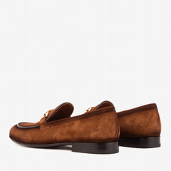 The Brooks Brown Suede Bit Loafer Shoe - Vinci Leather