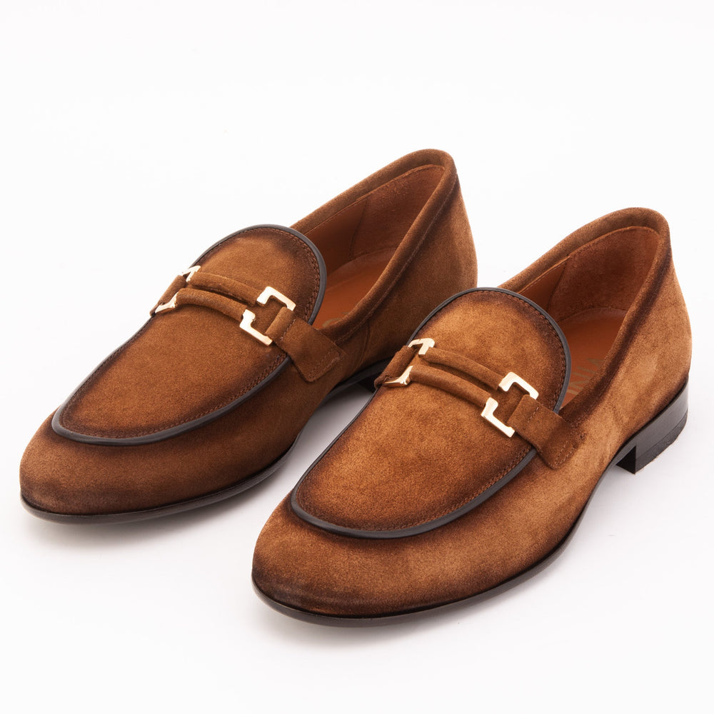 The Brooks Brown Suede Bit Loafer Shoe - Vinci Leather