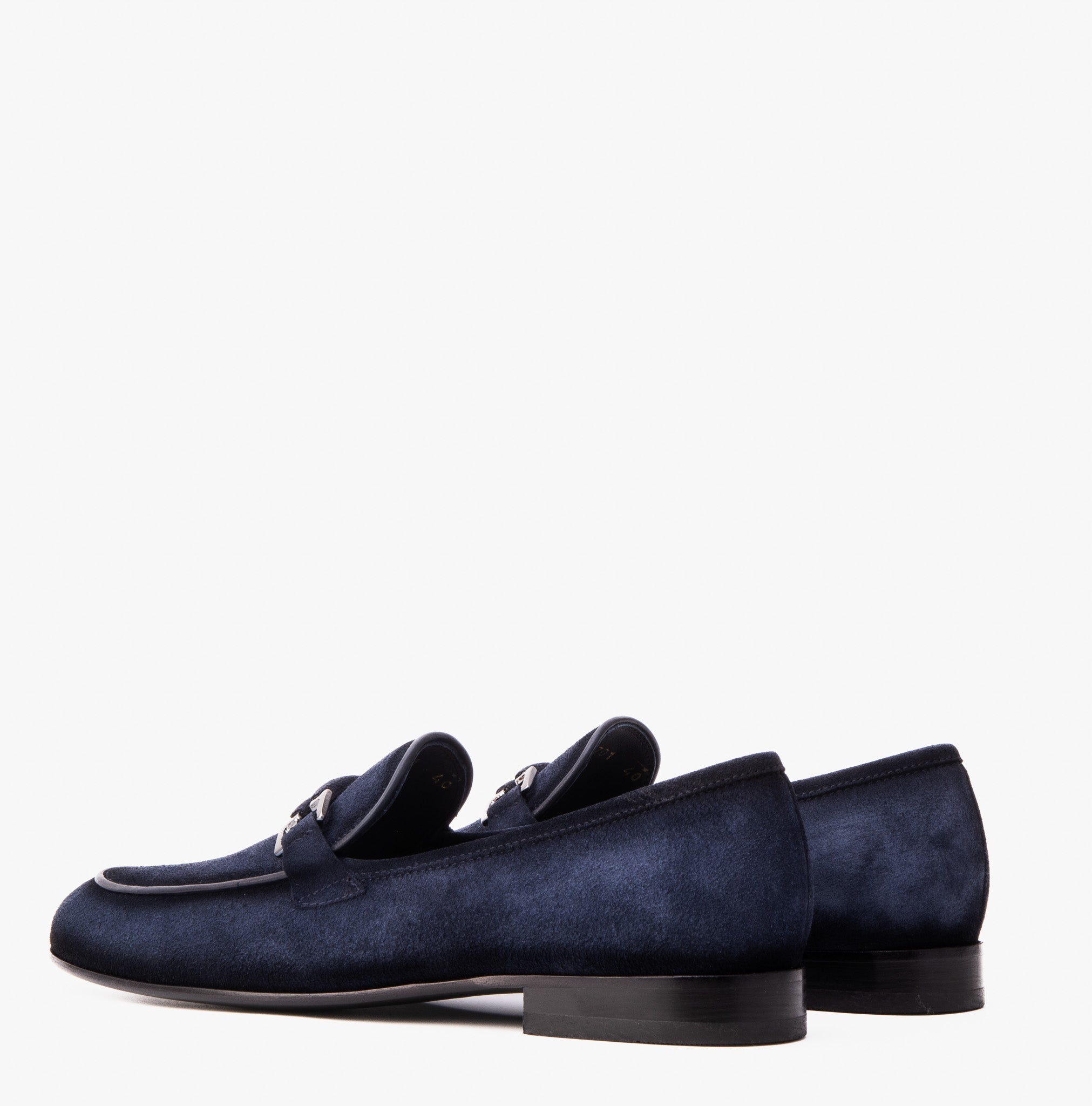 The Brooks Navy Suede Bit Loafer Shoe - Vinci Leather