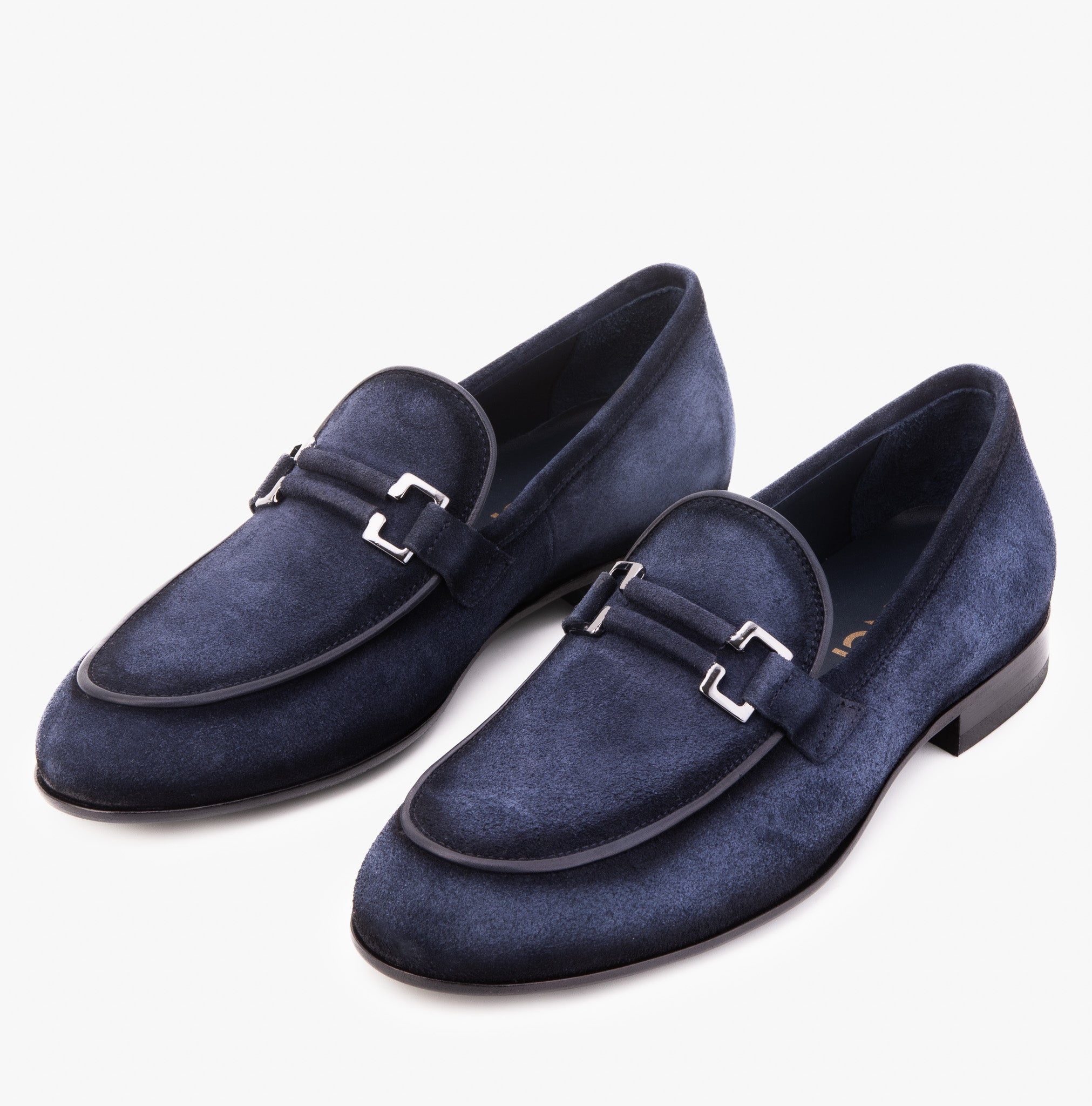 The Brooks Navy Suede Bit Loafer Shoe - Vinci Leather