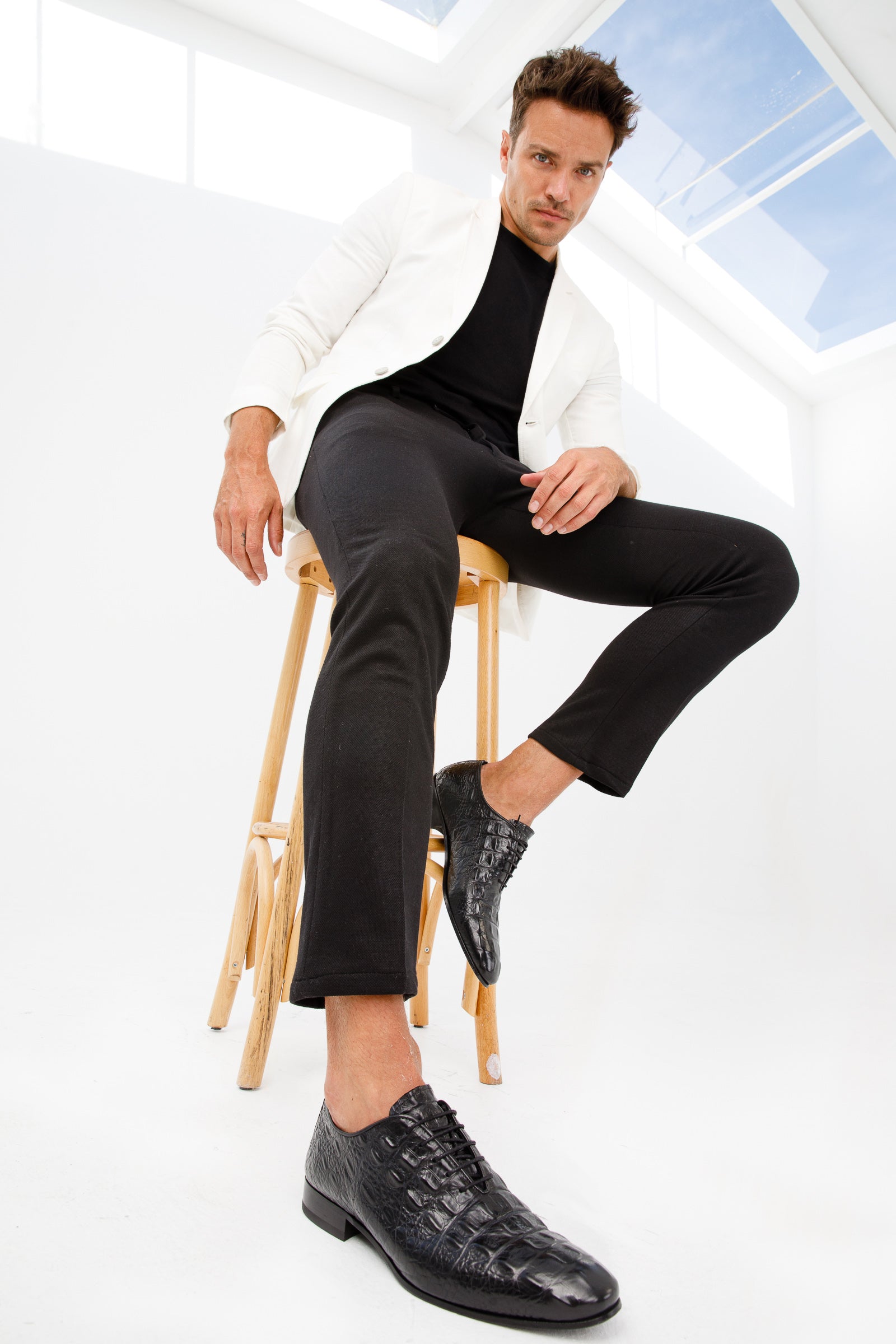 The Randor Black Crocodile Leather Oxford Shoe - Vinci Leather