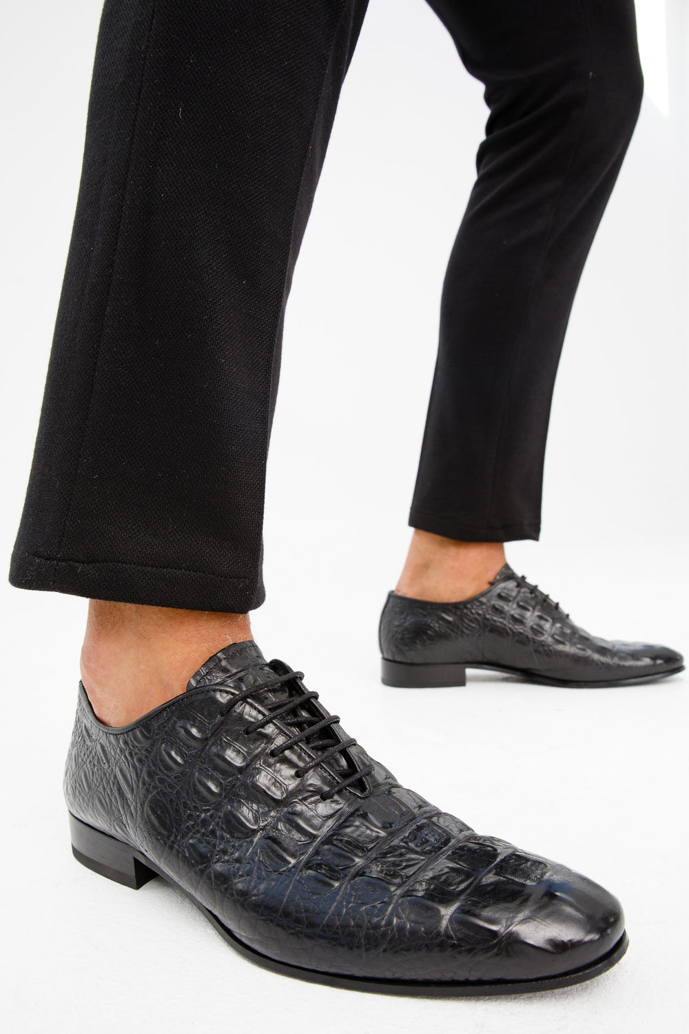The Randor Black Crocodile Leather Oxford Shoe - Vinci Leather