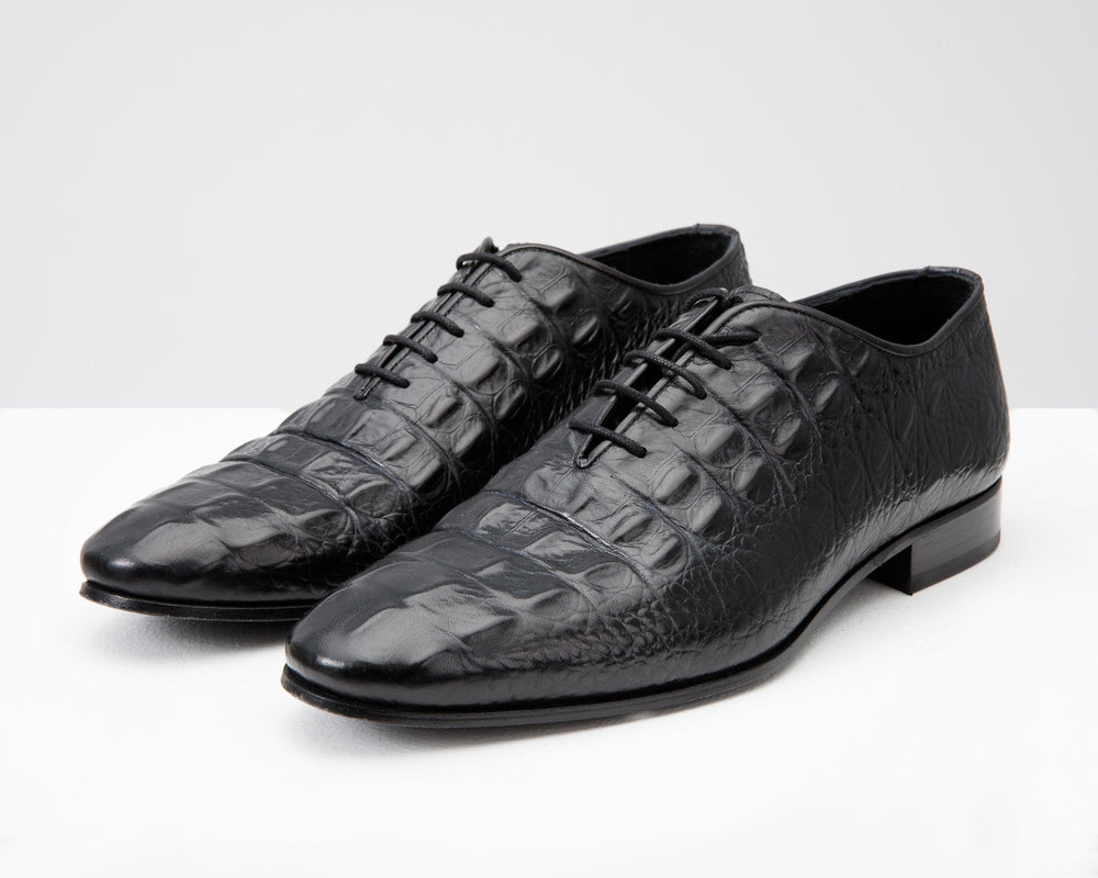 The Randor Black Crocodile Leather Oxford Shoe - Vinci Leather