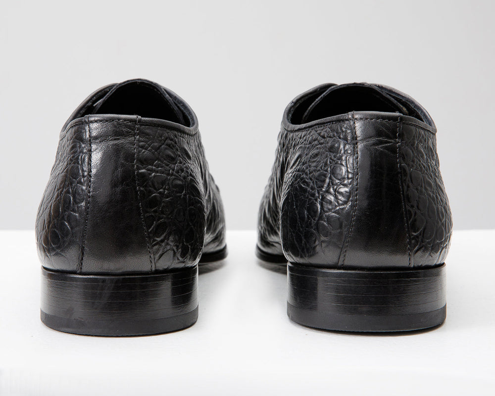 The Randor Black Crocodile Leather Oxford Shoe - Vinci Leather