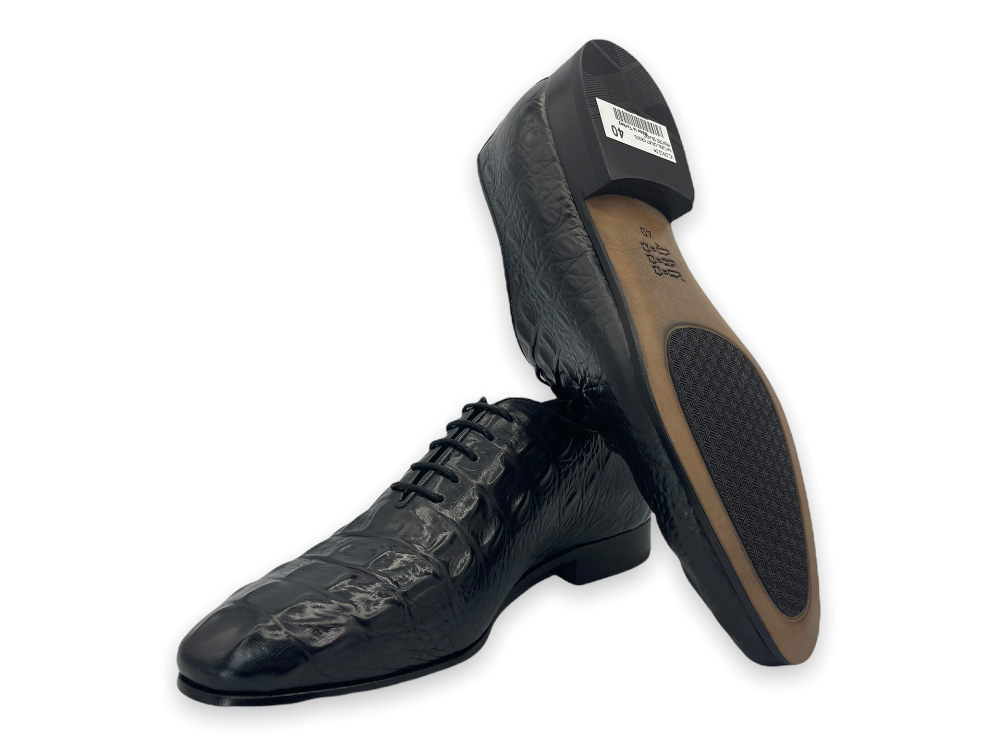 The Randor Black Crocodile Leather Oxford Shoe - Vinci Leather