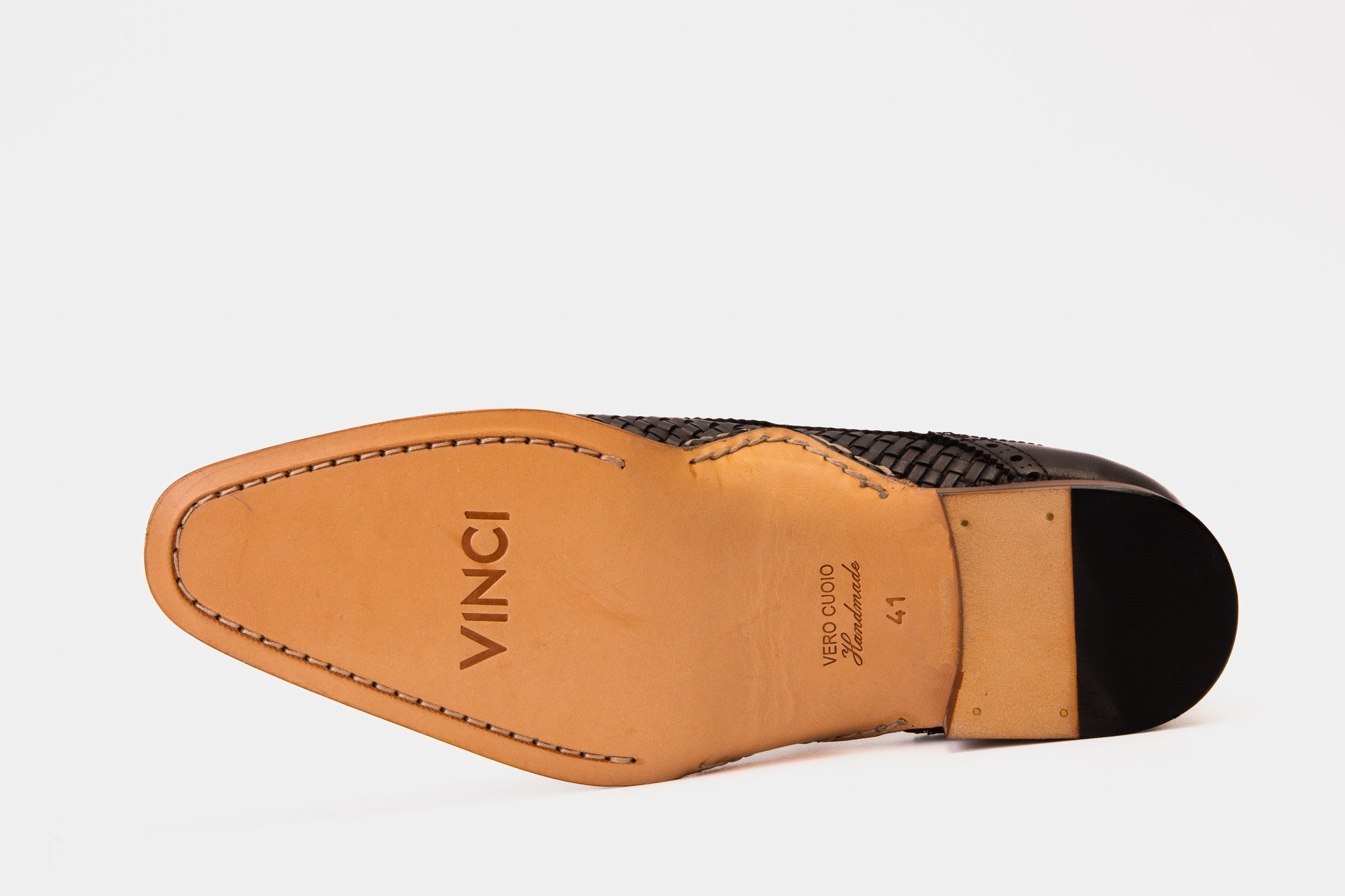 The Rolls  Woven Black Leather Single Monk Strap  Handmade Shoe - Vinci Leather
