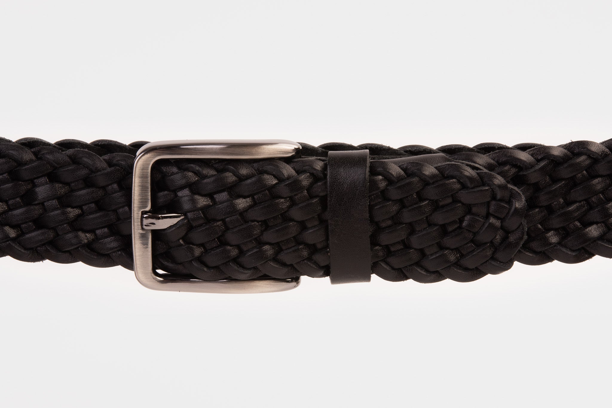 The Grand Woven Black Color Leather Belt - Vinci Leather