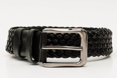The Grand Woven Black Color Leather Belt - Vinci Leather