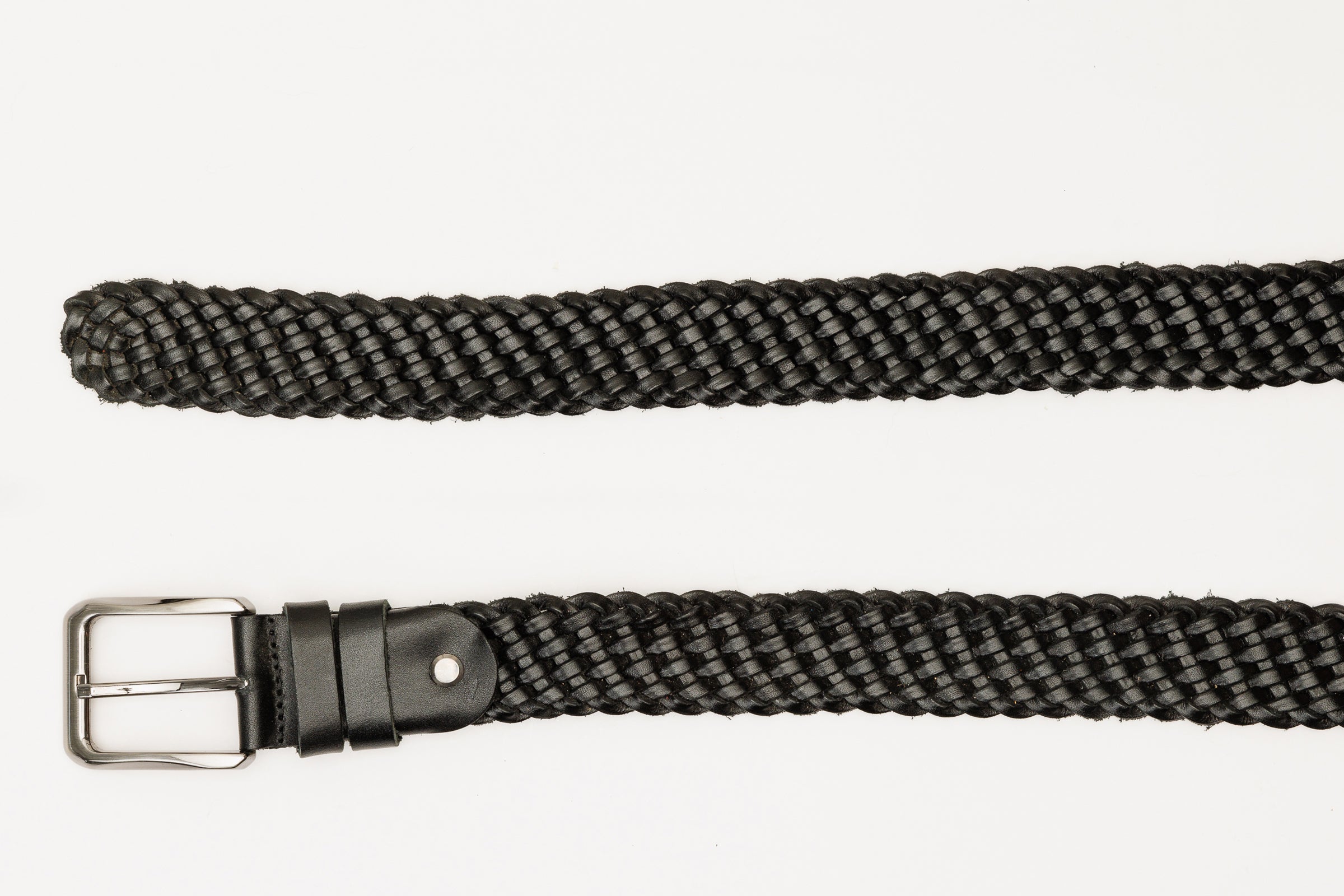 The Grand Woven Black Color Leather Belt - Vinci Leather