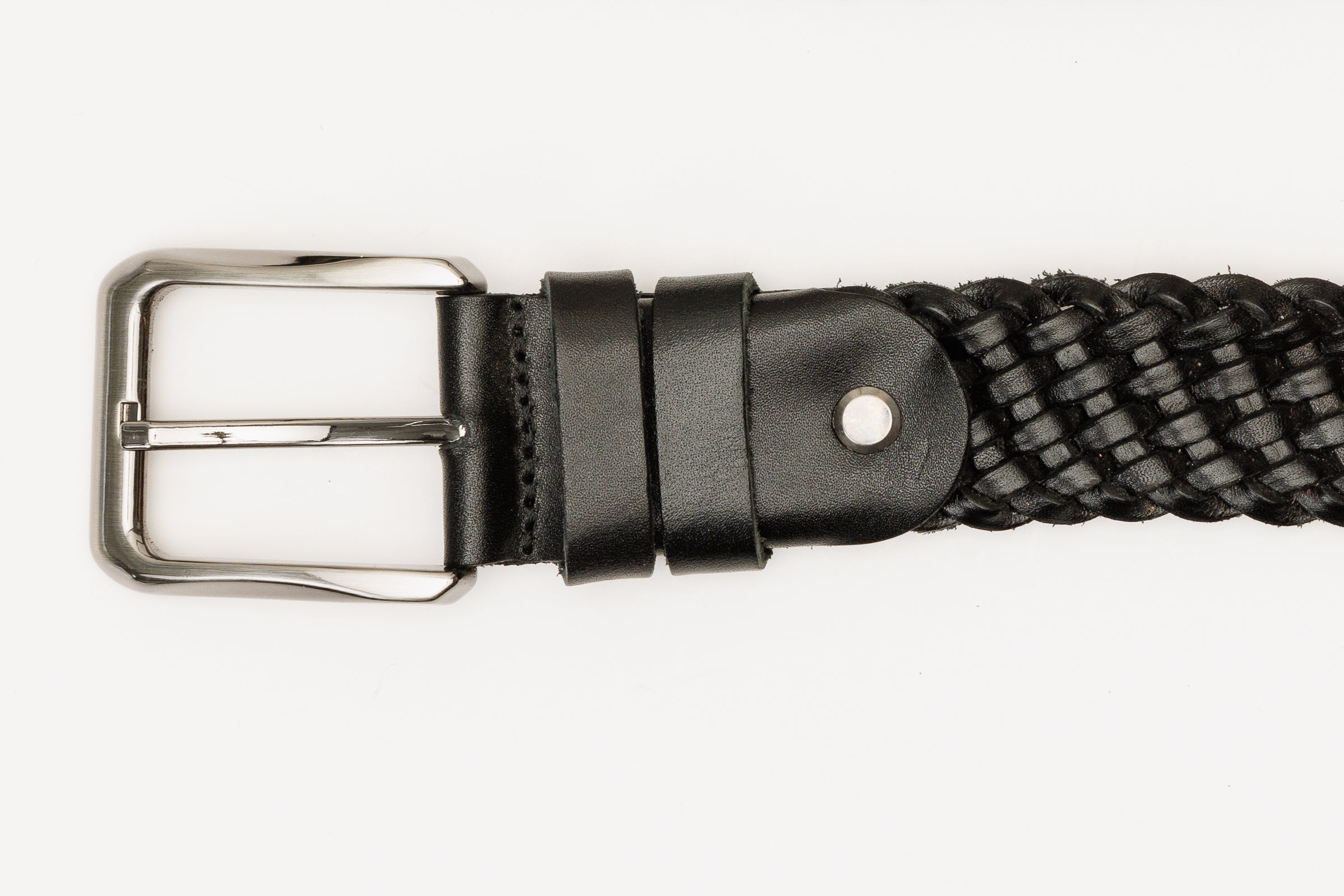 The Grand Woven Black Color Leather Belt - Vinci Leather
