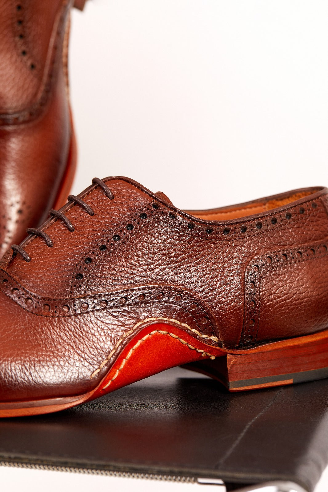 The Draco Handmade Tan Semi Brogue Oxford Shoe - Vinci Leather