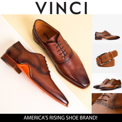 The Draco Handmade Tan Semi Brogue Oxford Shoe - Vinci Leather