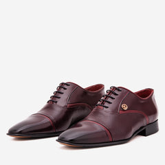 The Rockwell Handmade Burgundy Leather Cap Toe Oxford Shoe - Vinci Leather