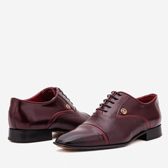 The Rockwell Handmade Burgundy Leather Cap Toe Oxford Shoe - Vinci Leather