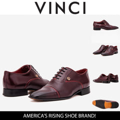 The Rockwell Handmade Burgundy Leather Cap Toe Oxford Shoe - Vinci Leather