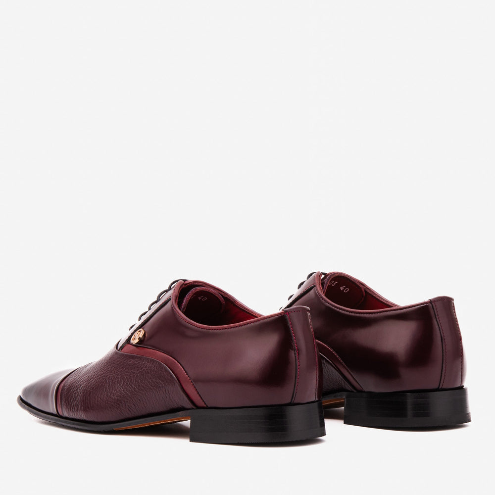 The Rockwell Handmade Burgundy Leather Cap Toe Oxford Shoe - Vinci Leather