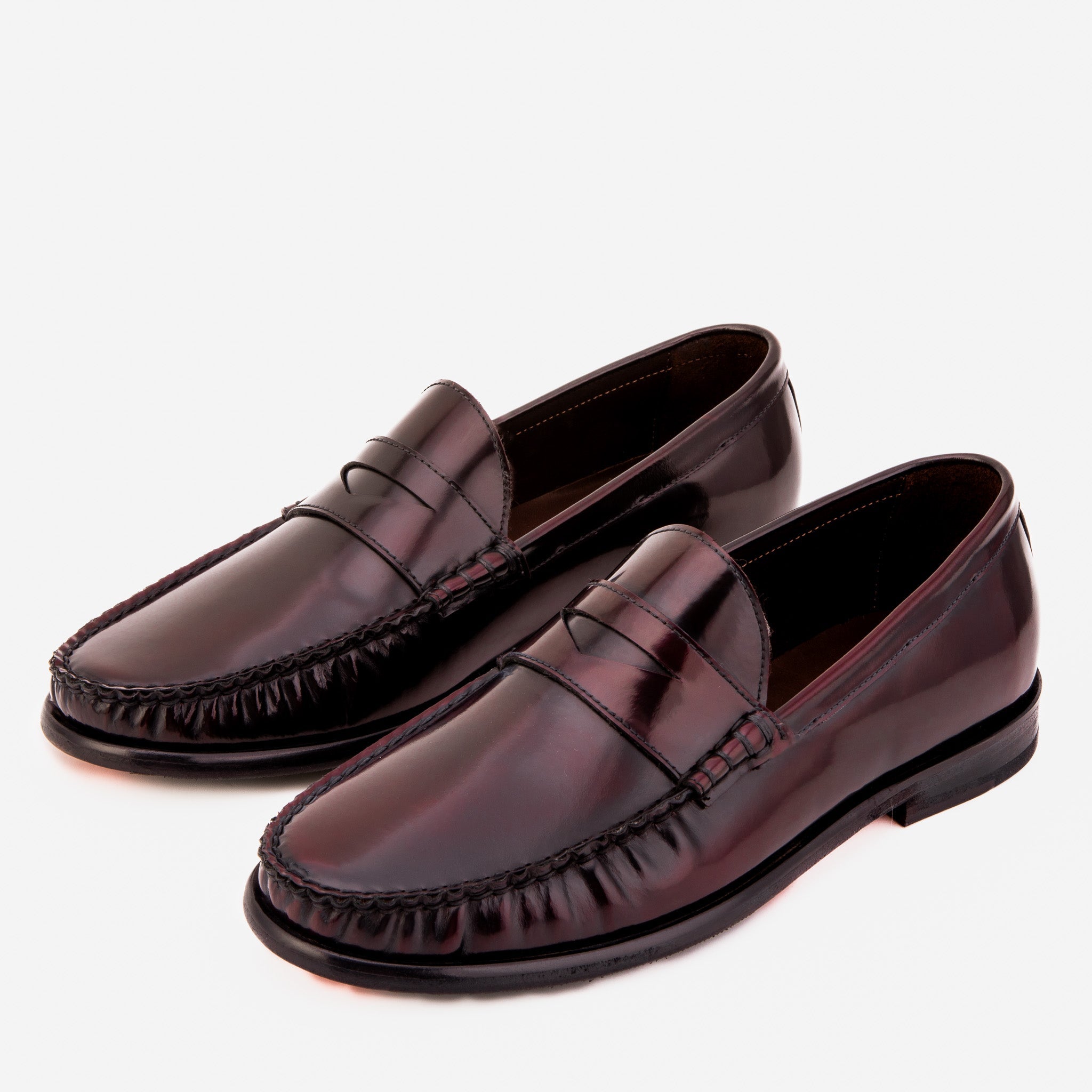 The Belmont Burgundy Polished Leather Loafer - Vinci Leather