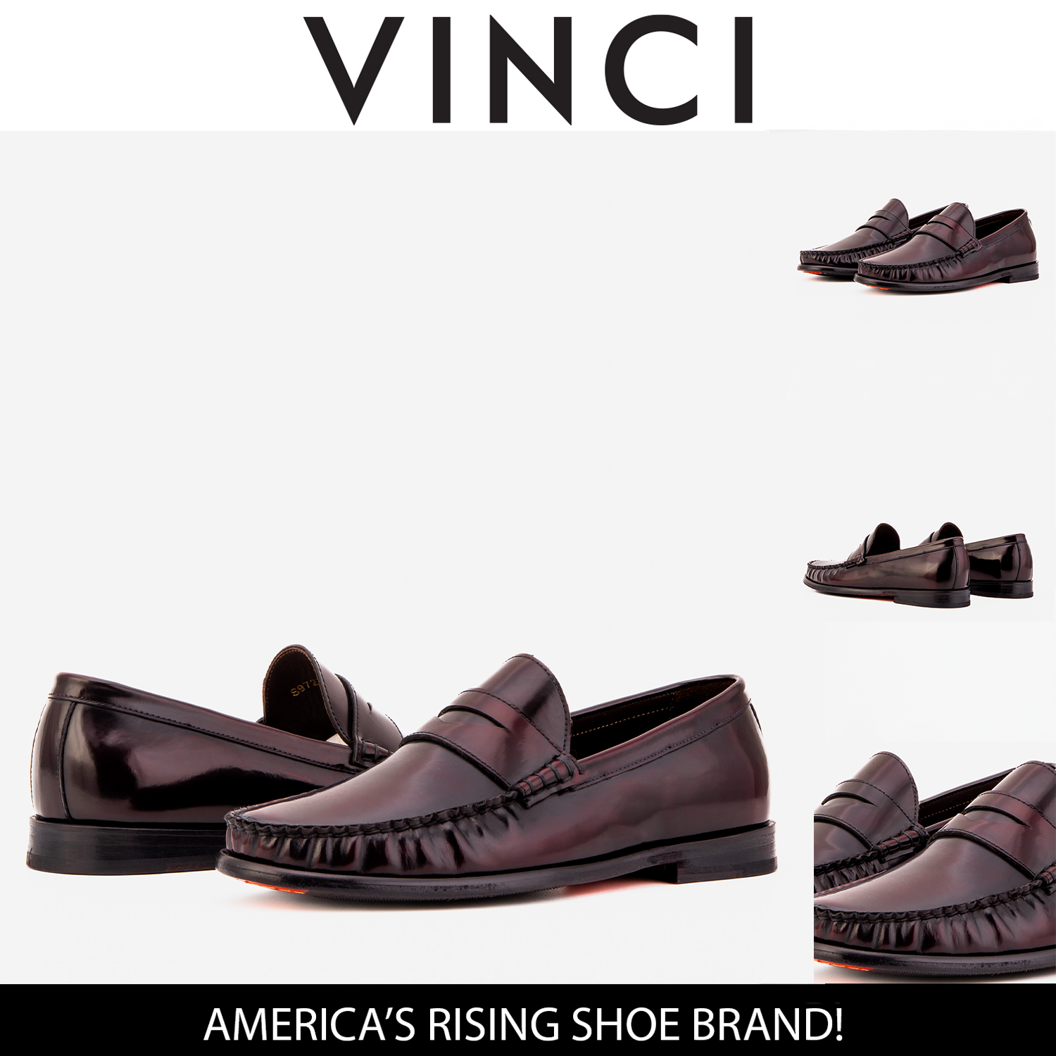 The Belmont Burgundy Polished Leather Loafer - Vinci Leather