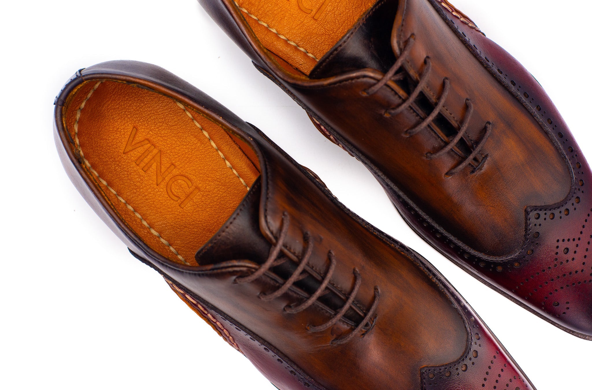 The Royal Hand Craft Burgundy Wingtip Oxford Shoe - Vinci Leather