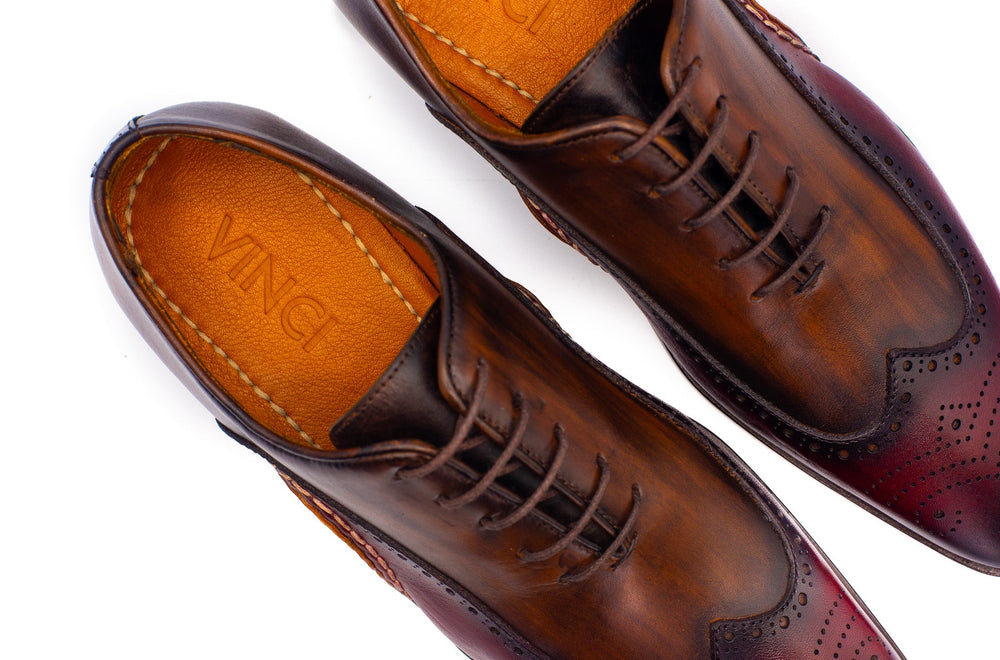 The Royal Hand Craft Burgundy Wingtip Oxford Shoe - Vinci Leather