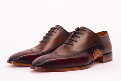 The Royal Hand Craft Burgundy Wingtip Oxford Shoe - Vinci Leather