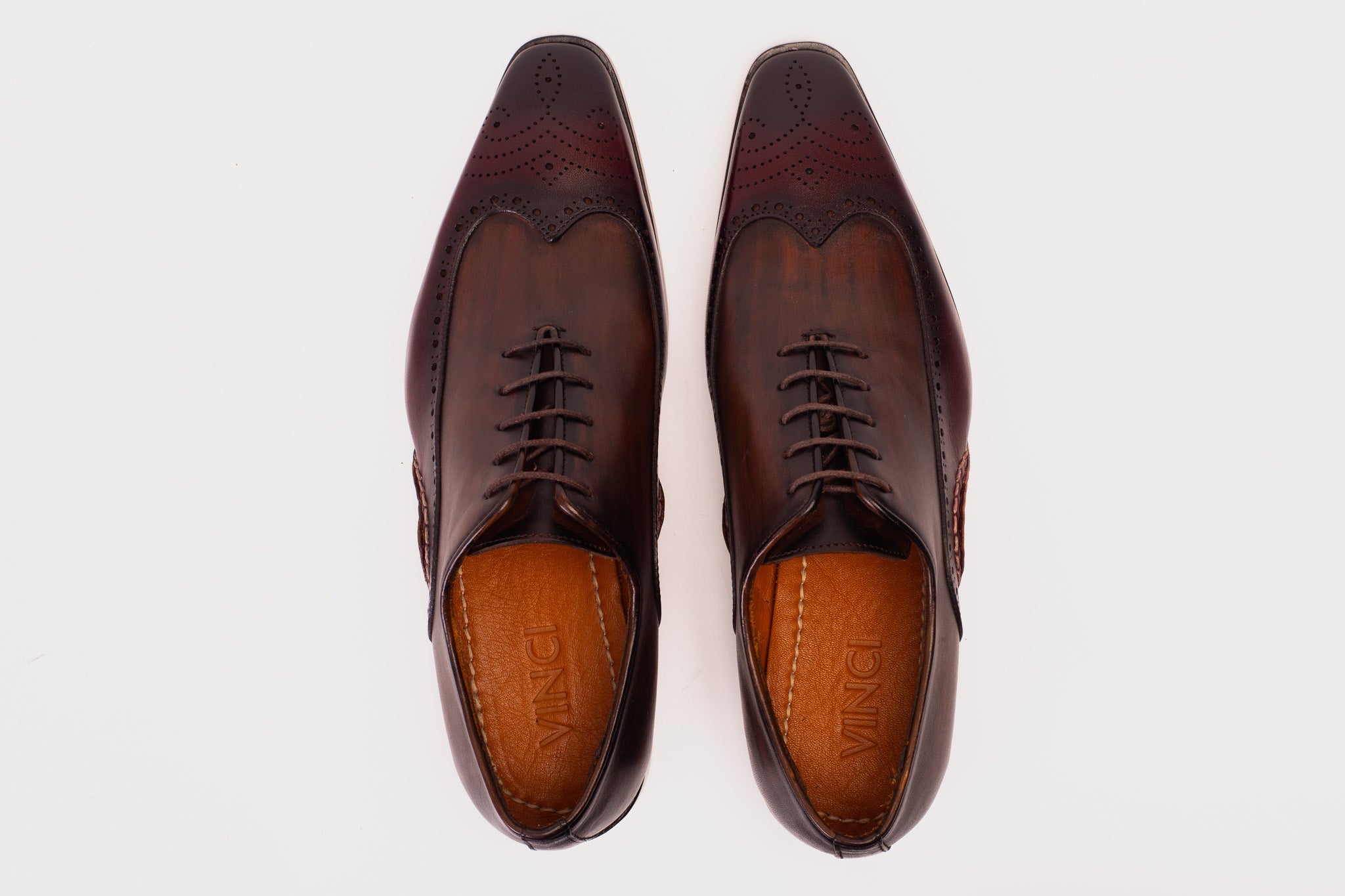 The Royal Hand Craft Burgundy Wingtip Oxford Shoe - Vinci Leather