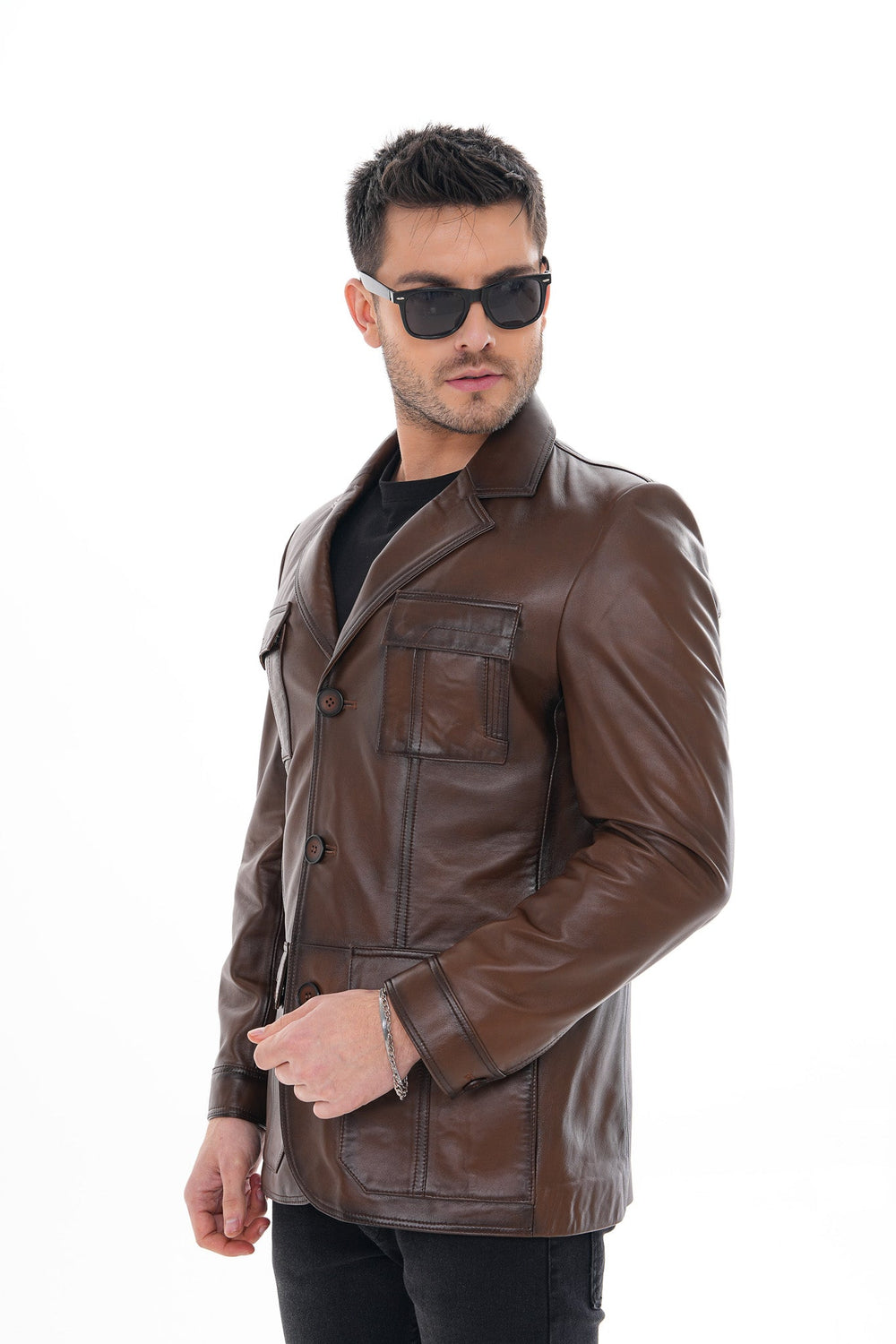 The Ravenna Brown Leather Jacket - Vinci Leather