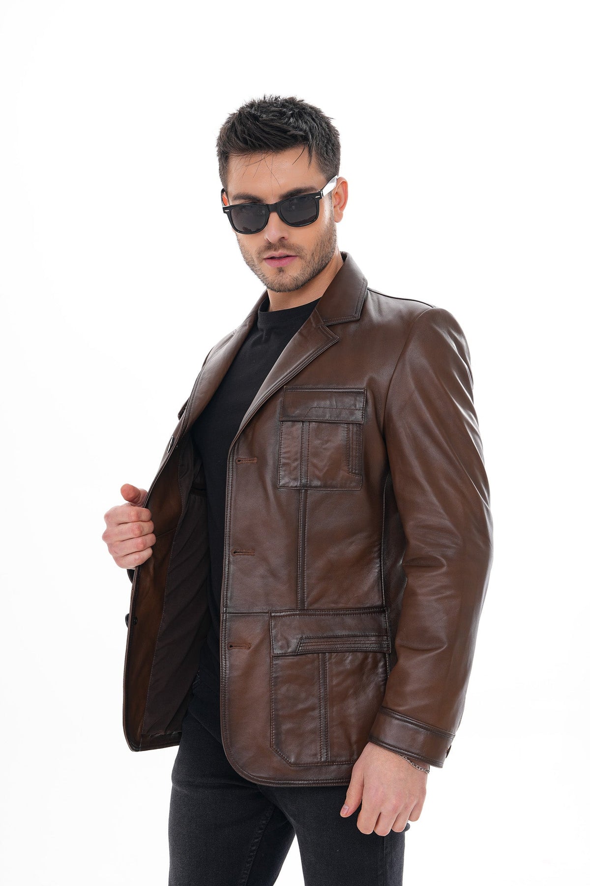 The Ravenna Brown Leather Jacket - Vinci Leather