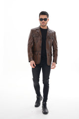 The Ravenna Brown Leather Jacket - Vinci Leather