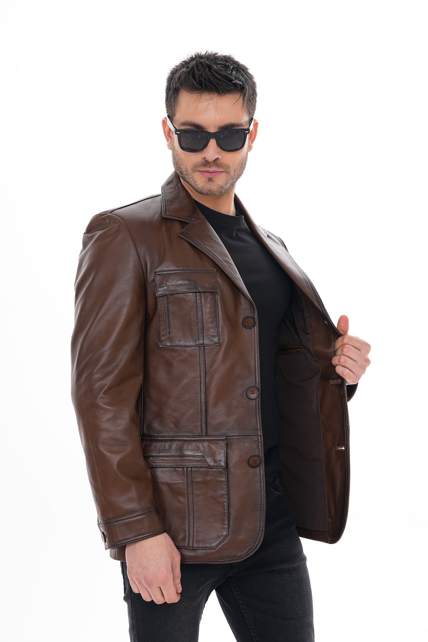 The Ravenna Brown Leather Jacket - Vinci Leather