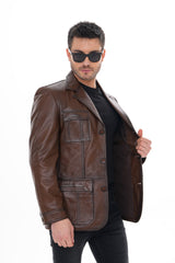 The Ravenna Brown Leather Jacket - Vinci Leather