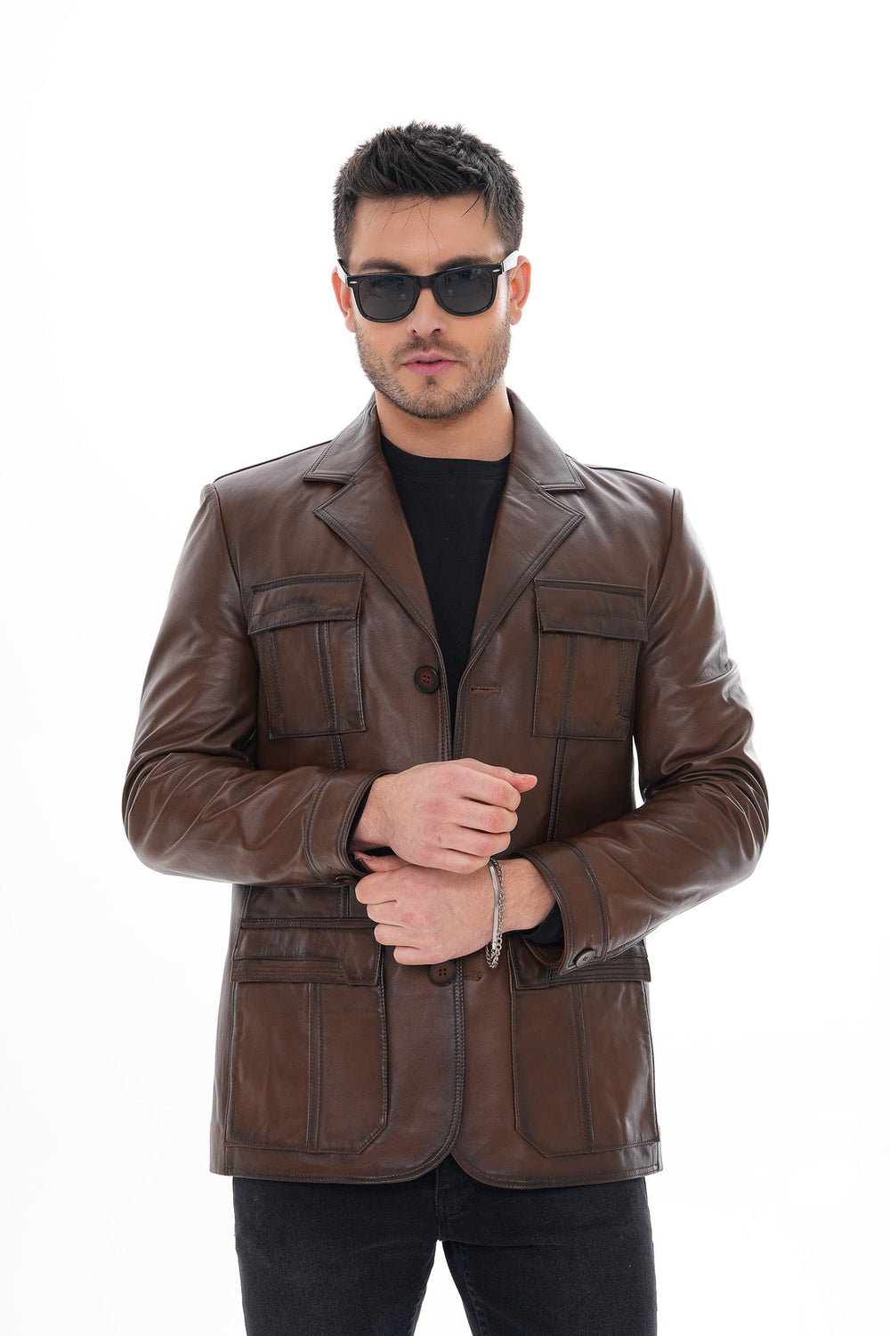 The Ravenna Brown Leather Jacket - Vinci Leather