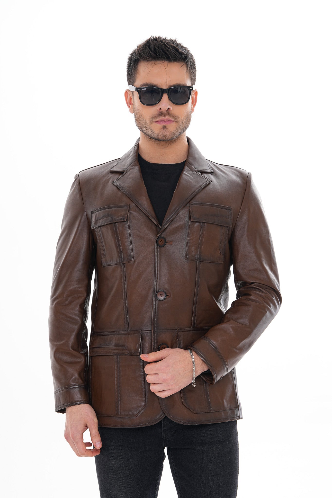 The Ravenna Brown Leather Jacket - Vinci Leather