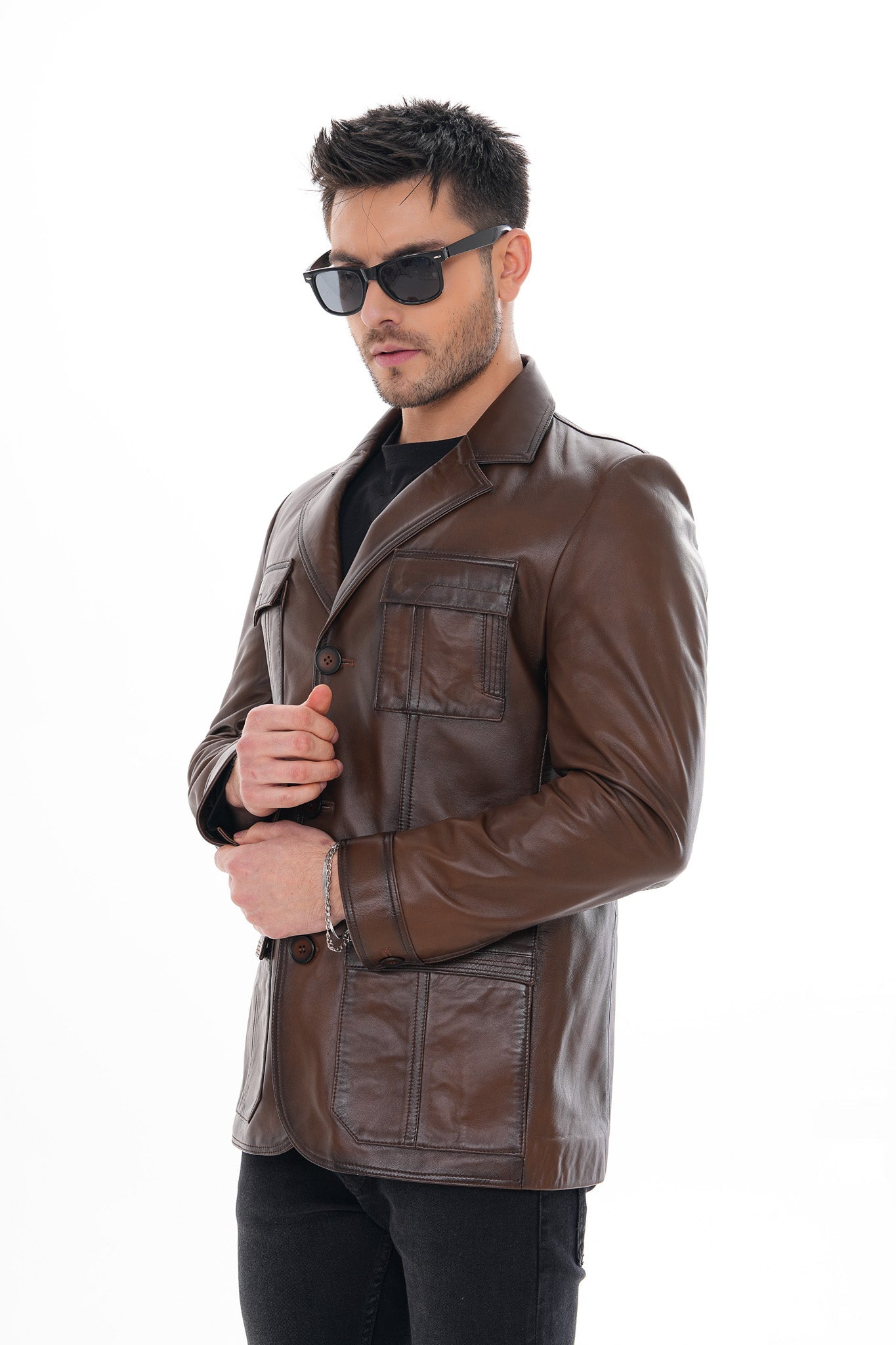 The Ravenna Brown Leather Jacket - Vinci Leather