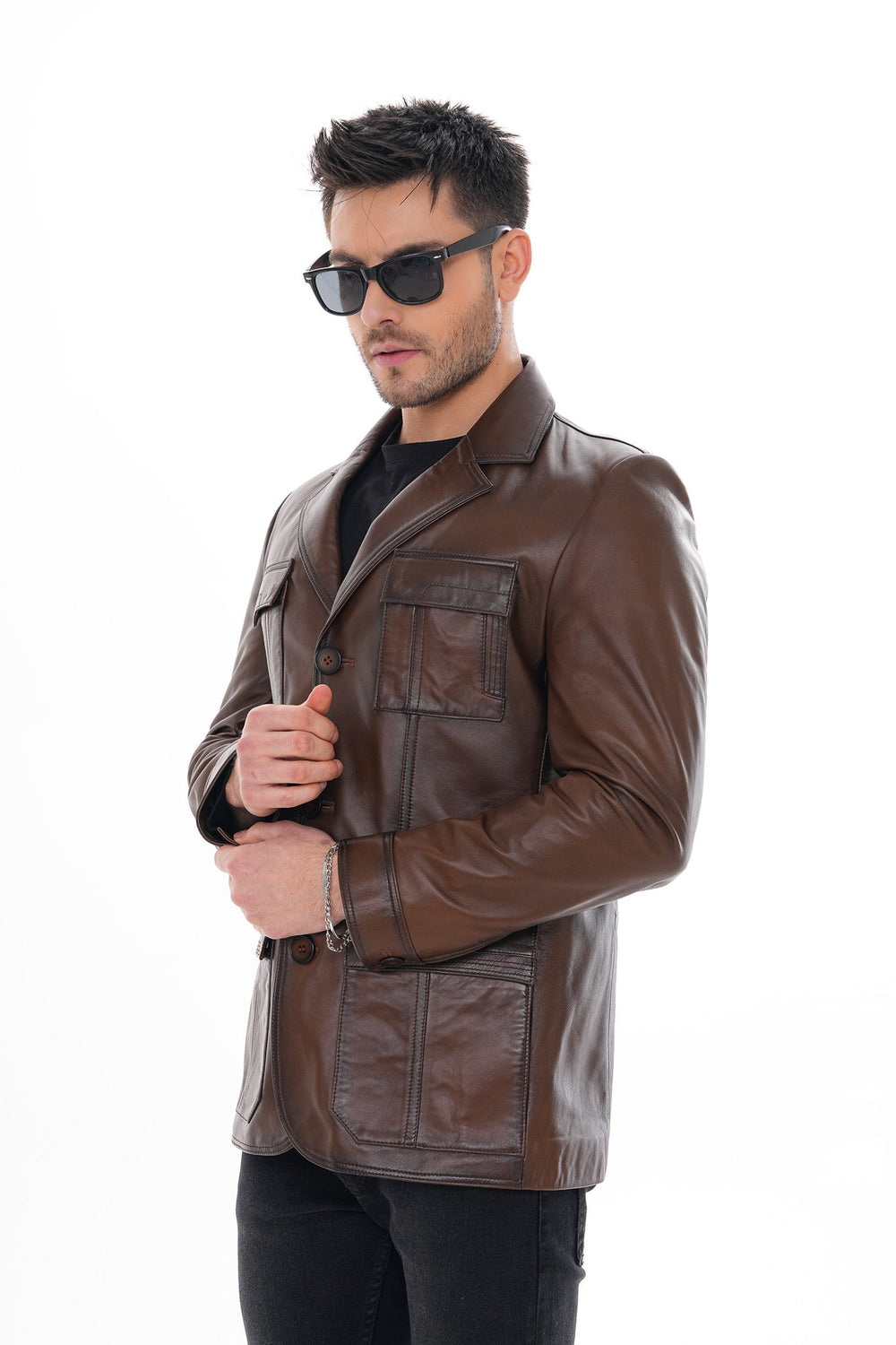 The Ravenna Brown Leather Jacket - Vinci Leather