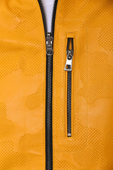 The Como Reversible Mustard Yellow Black Leather Bomber Jacket - Vinci Leather