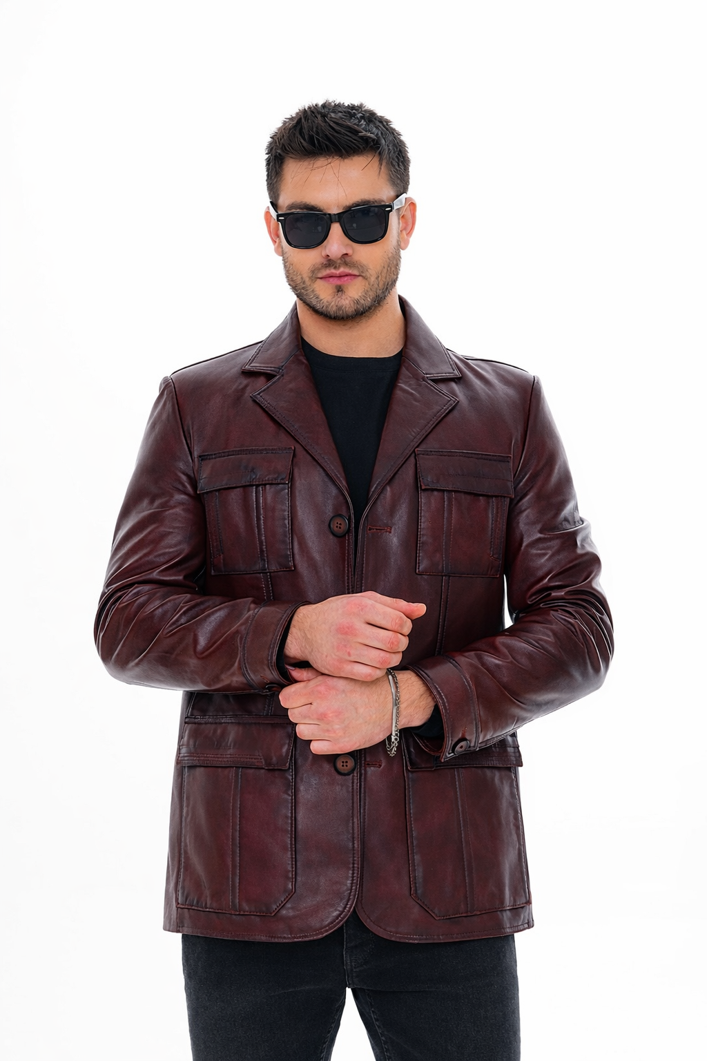 The Ravenna Burgundy Leather Jacket - Vinci Leather