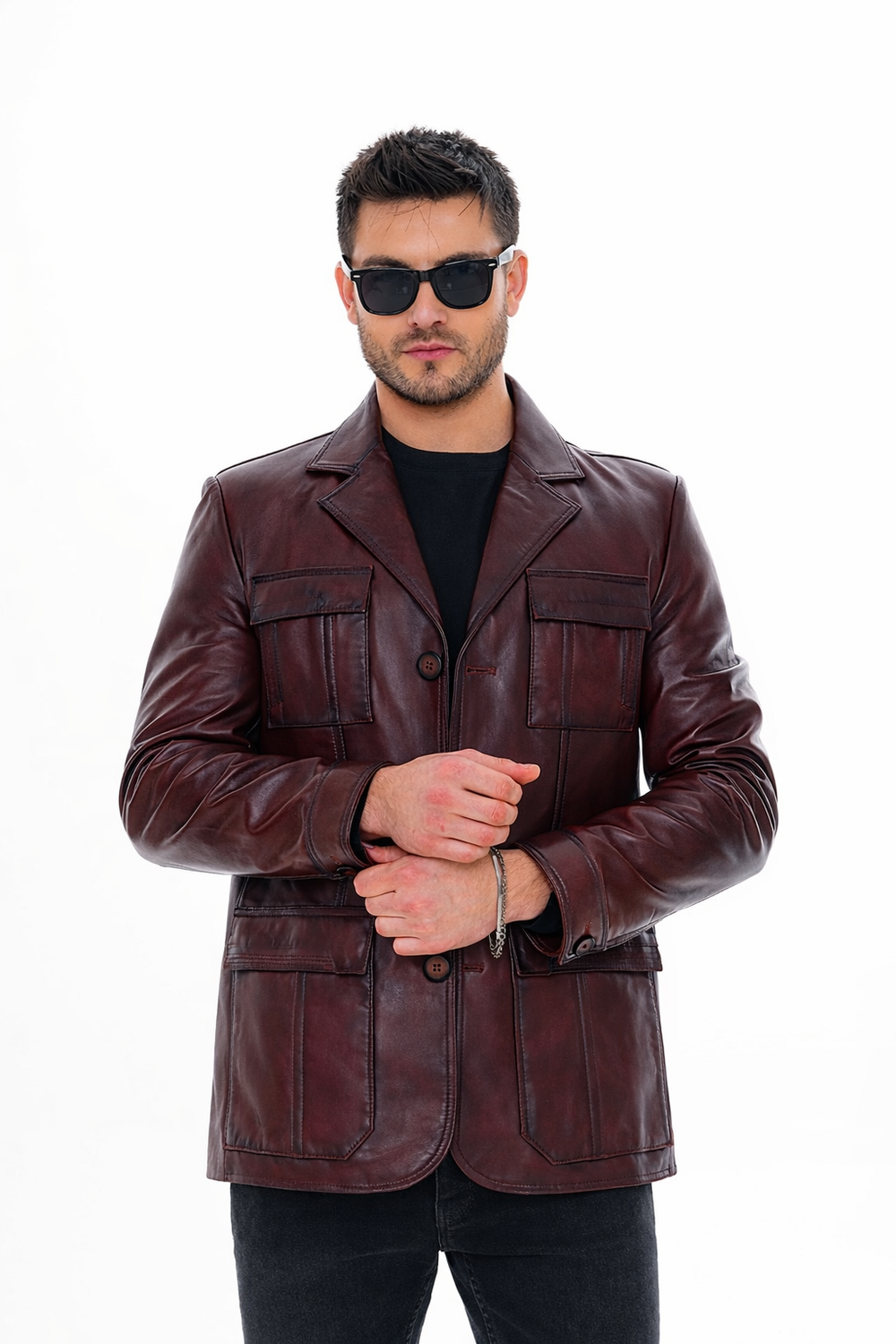 The Ravenna Burgundy Leather Jacket - Vinci Leather