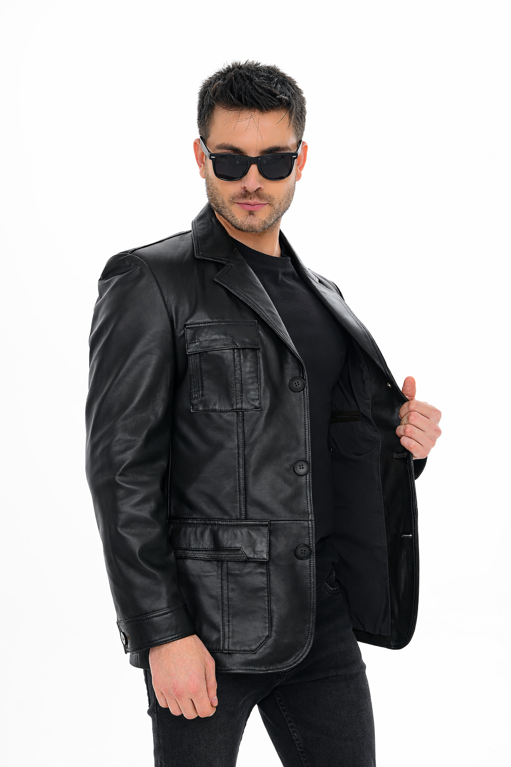 The Ravenna Black Leather Jacket - Vinci Leather