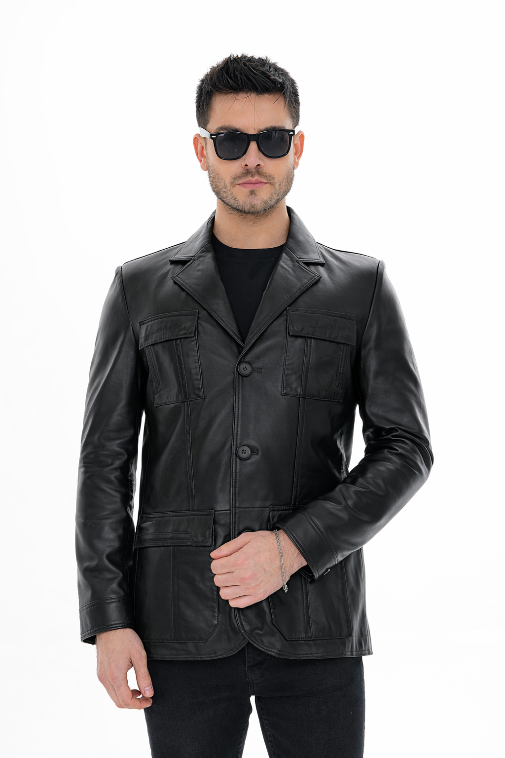 The Ravenna Black Leather Jacket - Vinci Leather
